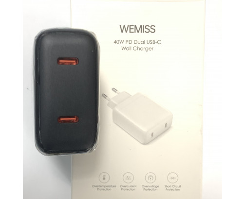 WEMISS 40W PD Dual USB-C Wall Charger