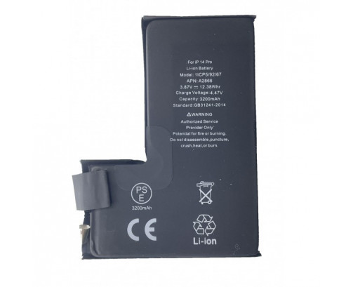 Bateria Litio Sin Flex Ni Chip Para IPhone 14 Pro (A2659 A2889 A2892 A2891 A2890) De 3200mAh (Calidad premium)
