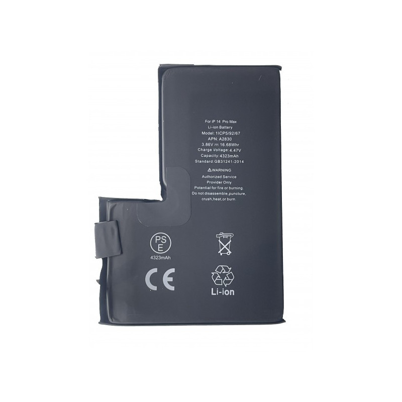 Bateria Litio Sin Flex Ni Chip Para IPhone 14 Pro Max (A2651 A2893 A2896 A2895 A2894) De 4323mAh (Calidad premium)