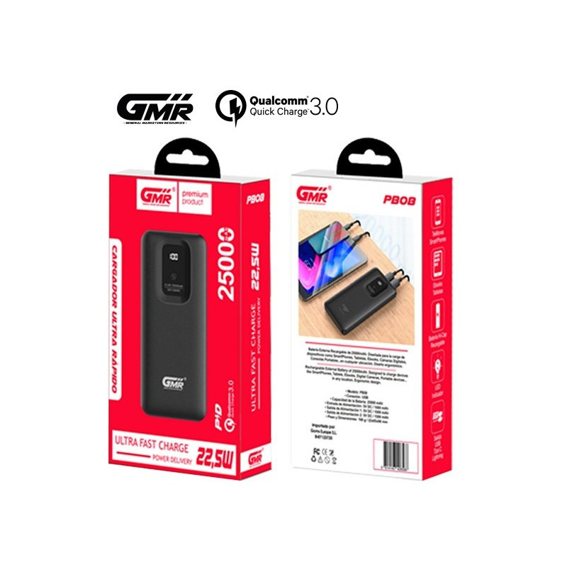 GMRPB08BL POWER BANK GMR PB08 25000 mAh CARGA RÁPIDA BLANCO GMRPB08BL POWER BANK GMR PB08 25000 mAh CARGA RÁPIDA BLANCO
