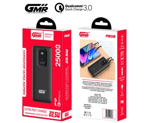 GMRPB08BL POWER BANK GMR PB08 25000 mAh CARGA RÁPIDA BLANCO