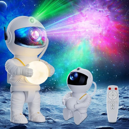 Feliigo Proyector Estrellas Astronauta, Luz Nocturna Infantil con Nebulosa, 8 Modos de Iluminación