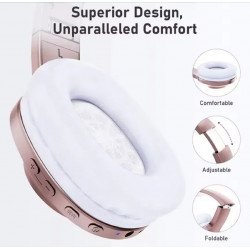 Auriculares sobre la oreja LETSCOM H10 ORO ROSA Bluetooth 5.0, almohadillas suav