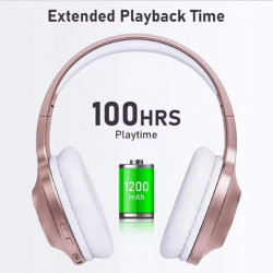 Auriculares sobre la oreja LETSCOM H10 ORO ROSA Bluetooth 5.0, almohadillas suav