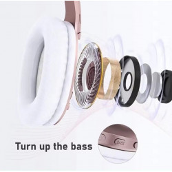 Auriculares sobre la oreja LETSCOM H10 ORO ROSA Bluetooth 5.0, almohadillas suav