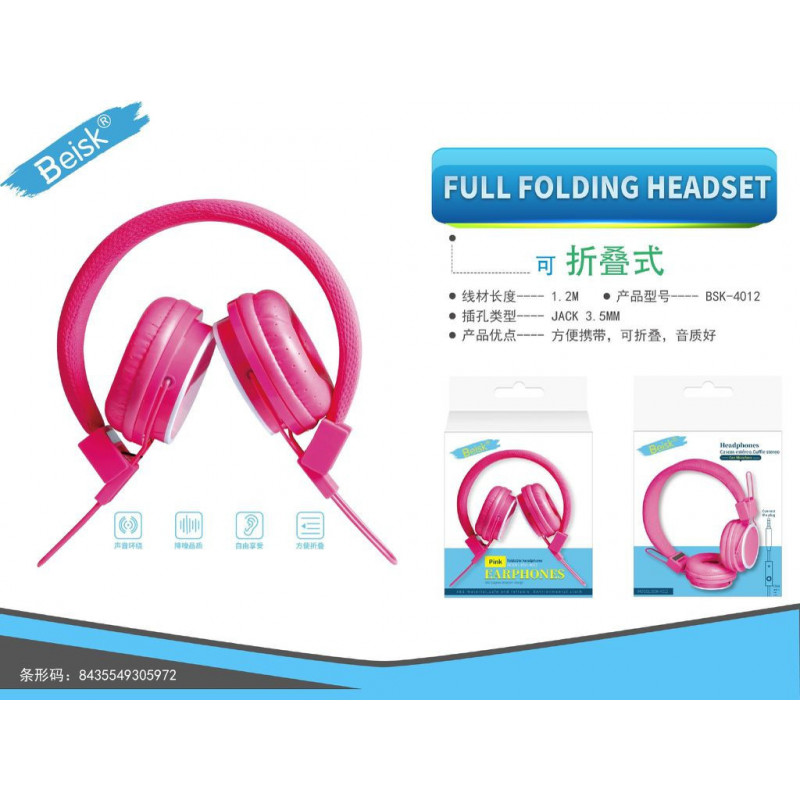 AURICULARES CON MICROFONO FUCSIA BSK-4012
