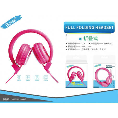 AURICULARES CON MICROFONO FUCSIA BSK-4012