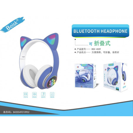 AURICULAR CON BLUETOOTH AZUL BSK-4089