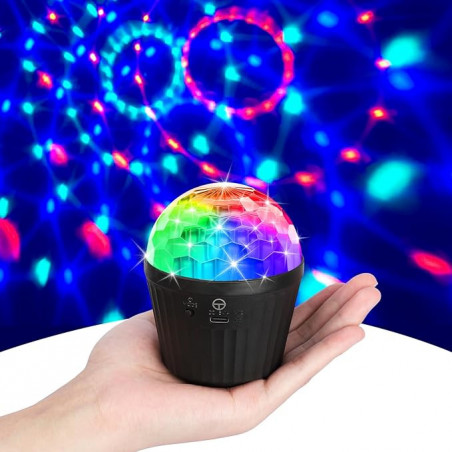 Tyonto Mini Bola de Discoteca, luces LED para Fiesta con 10 Modos Activados por Música DJ y Efectos de Luz Dinámicos RGB de 3W