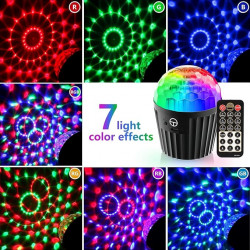 Tyonto Mini Bola de Discoteca, luces LED para Fiesta con 10 Modos Activados por Música DJ y Efectos de Luz Dinámicos RGB de 3W