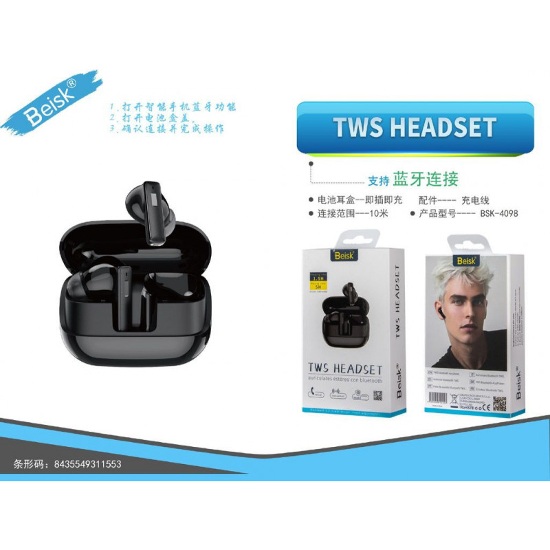 AURICULAR BLUETOOTH NEGRO BSK-4098