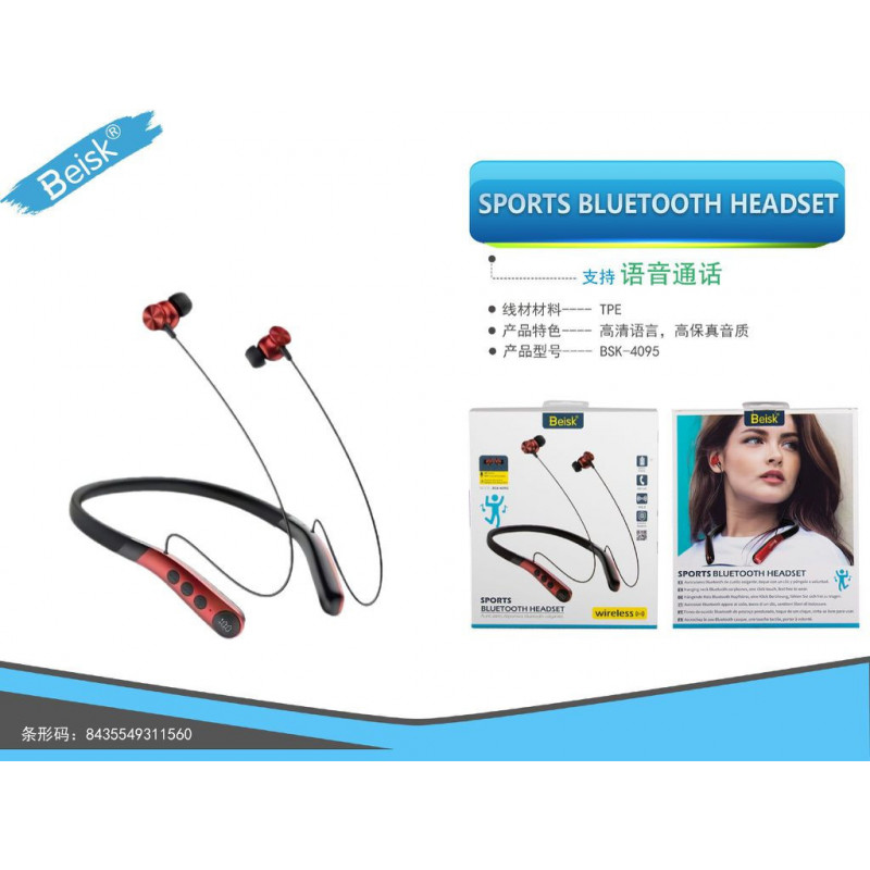 AURICULAR BLUETOOTH ROJO BSK-4095