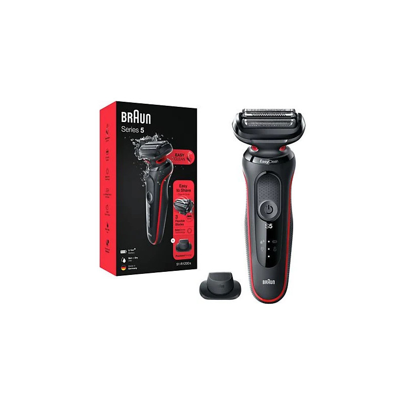 Afeitadora - Braun Series 5 51-R1200s, 3 Cuchillas, Afeitadora eléctrica para barba