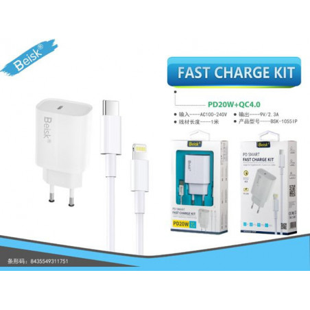 CARGADOR DE CASA TYPE-C TO IPONE BSK-1055IP