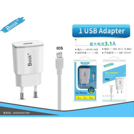 CARGADOR DE IPHONE 3.1A BSK-1022IP
