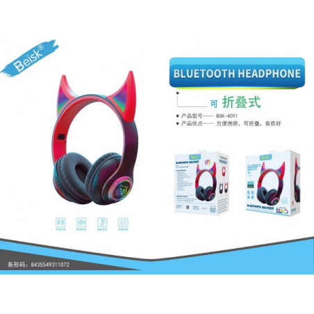 AURICULAR CON BLUETOOTH NEGR0 ROJO BSK-4091
