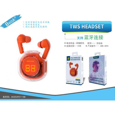 TWS HEADSET ROJO BSK-409