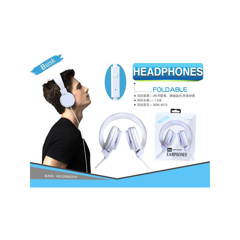 AURICULARES CON MICROFONO BLANCO BSK-4012