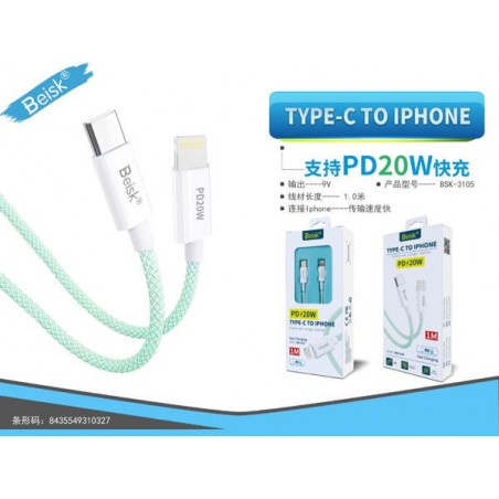 TYPE-C TO IPHONE VERDE CLARO BSK-3105