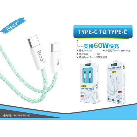 TYPE-C TO TYPE-C VERDE CLARO BSK-3106