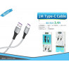 CABLE DE TYPE-C 1.0M 3.4A PLATA BSK-3101C
