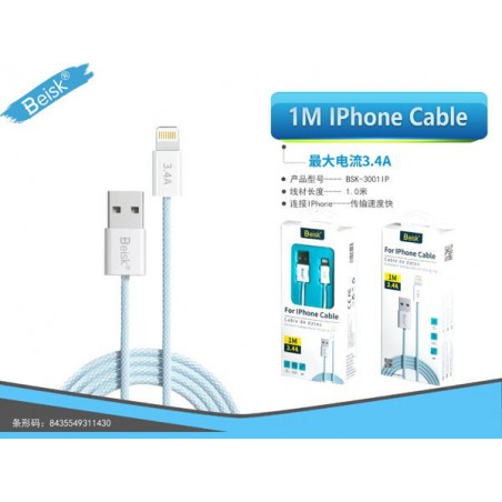 CABLE DE IPHINE 1M AZUL 3.4 BSK-3001 IP