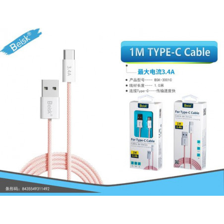 CABLE DE TIPE-C IM ROSA 3.4A BSK-3001C