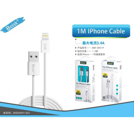 CABLE DE TIPE-C IM BLANCO 3.4A BSK-3001C
