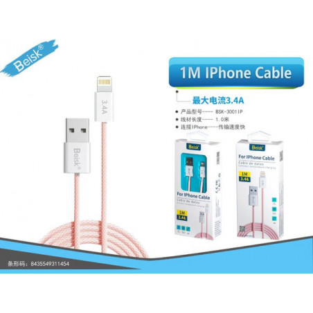 CABLE DE IPHINE 1M ROSA 3.4 BSK-3001 IP