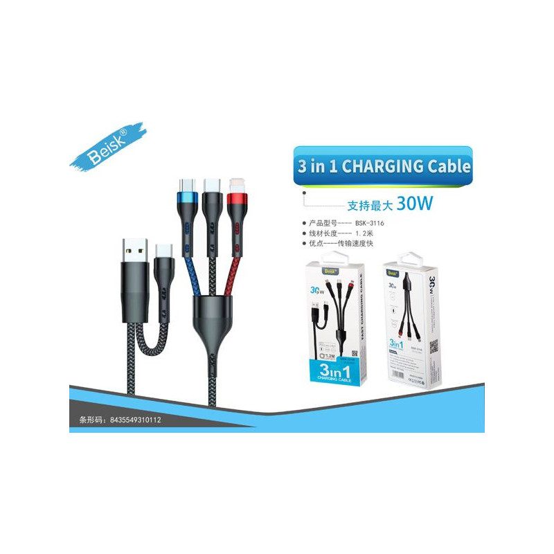 CABLE 3 IN 1 CHARGING BSK-3116