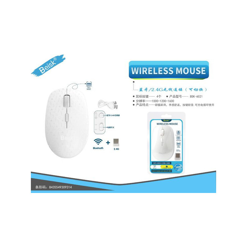 WIRELESS MOUE BSK-6021 BLANCO