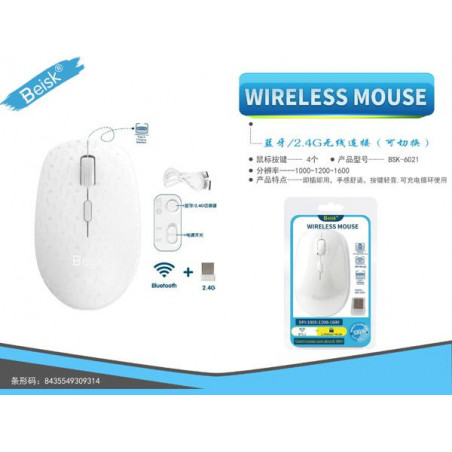 WIRELESS MOUE BSK-6021 BLANCO