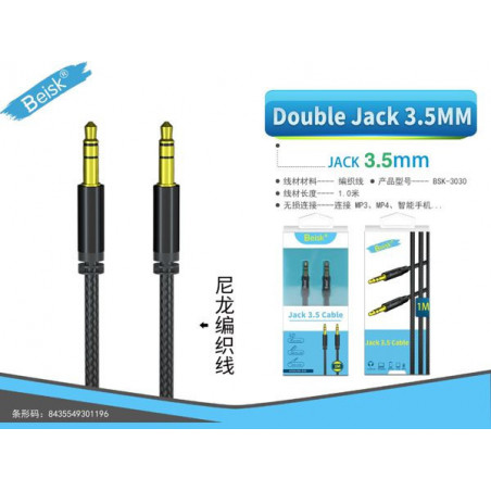 CABLE AUDIO NYLON 1M NEGRO BSK-3030
