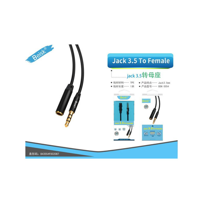 CABLE AUDIO 3.5M BSK-3054 NEGRO