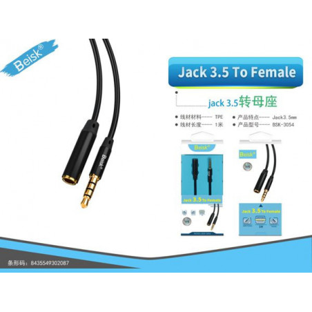 CABLE AUDIO 3.5M BSK-3054 NEGRO