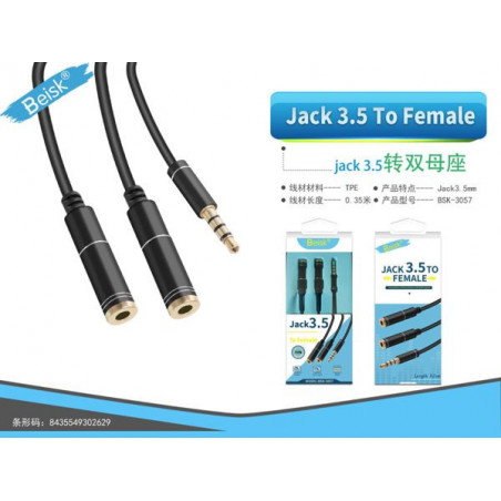 CABLE AUDIO 3.5MM BSK-3057 NEGRO