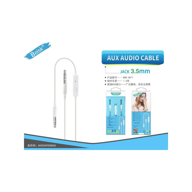 CABLE AUX AUDIO 1M BSK-4071
