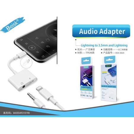 ADAPTER LIGHTNING TO 3.5MM AND LIGHTNING BSK-B028