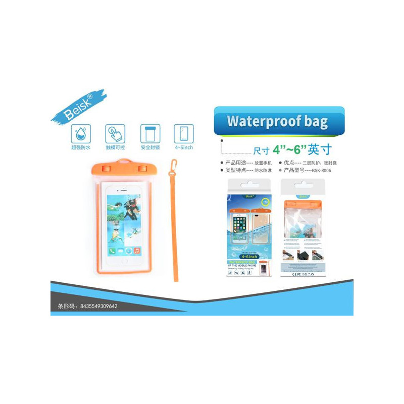 UNIVERSAL WATERPROOF CASE BSK-8006 NARANJA