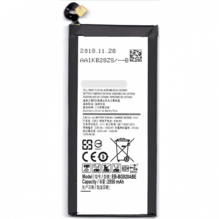 N152 Batería Nueva EB-BG920ABE Para SAMSUNG GALAXY S6 / G920F De 2550mAh SIN LOGO