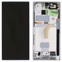 N162 Pantalla Completa Original Con Marco Para Samsung Galaxy S22 Ultra 5G / S908(crema BLANCO)