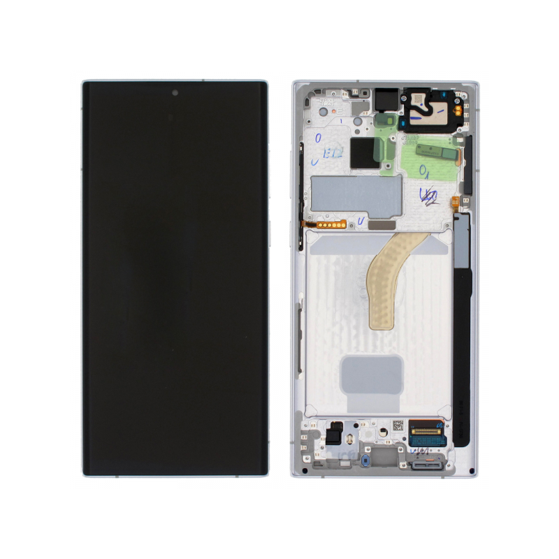 N162 Pantalla Completa Original Con Marco Para Samsung Galaxy S22 Ultra 5G / S908(crema BLANCO)